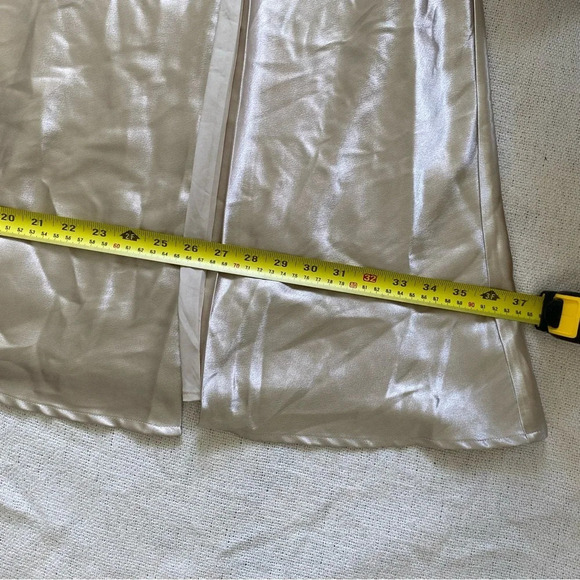 BIRDY Grey Satin-Look Champagne Maxi Slip Dress with Slit Size M - Picture 14 of 17